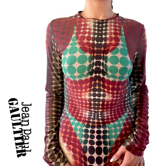 jean paul gaultier F/W 1995 iconic cyber baba dots print archive shirt size S - Picture 1 of 2